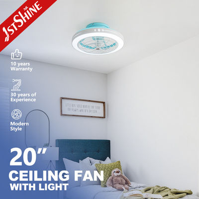 주문 20 인치 블루 ABS 블레이드 리모컨과 금속 램프 바디와 함께 낮은 프로필 천장 팬 온라인 제조