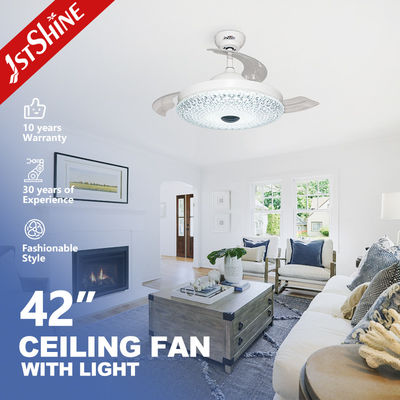 지원 디머 1stshine LED 천장 팬 맑은 아크릴 블레이드 및 숨겨진 블레이드