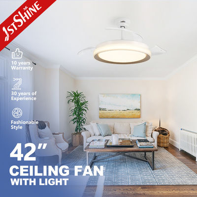 좋은 가격 가정 호텔 사무실 LED 천장 선풍기, 접이식 PC 날개 및 3000K/4000K/6000K LED 조명 온라인으로