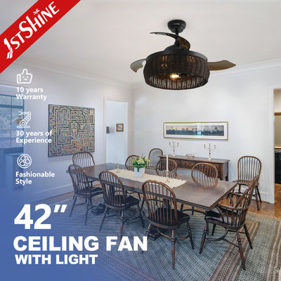 좋은 가격 1stshine 로탄 엮기 천장 팬과 구식 디자인과 보이지 않는 블레이드 온라인으로