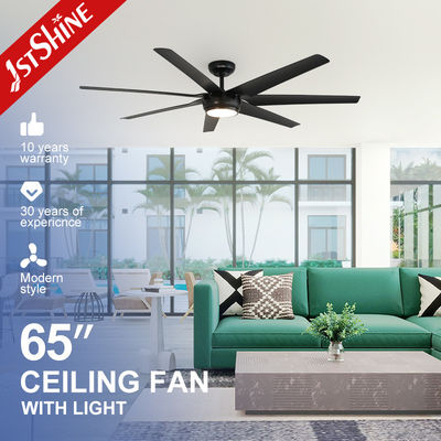 65 인치 7 ABS 블랙 블레이드 LED 천장 팬 원격 제어 및 다채로운 조명