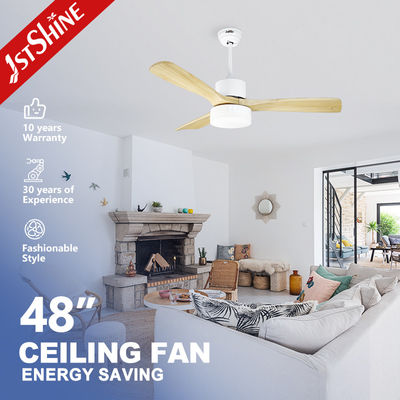 3 컬러 LED 48 인치 솔리드 목재 천장 팬 원격 제어 조용