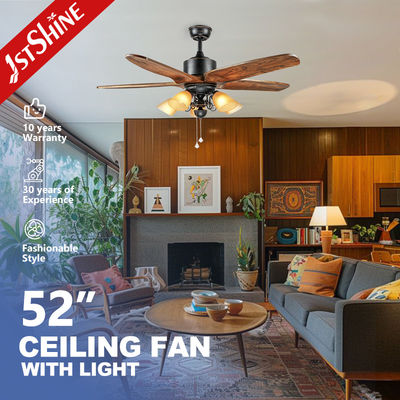 좋은 가격 지원 디머 52 인치 천장 팬 5 개의 목재 잎과 당기 체인 110-240V 입력 온라인으로