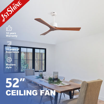 52 Inch Solid Wood Ceiling Fan Quiet DC Motor Modern Design for Living Room and Bedroom Use