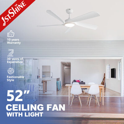 52 Inch White Modern Ceiling Fan with LED Light and ABS Blades - Silent DC Motor and Remote Control